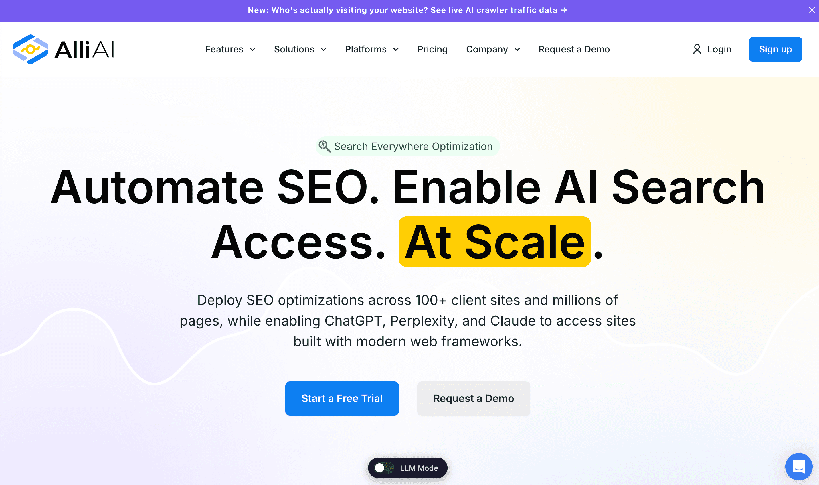 Trang chủ Alli AI — nền tảng SEO automation tự động hóa on-page theo rule cho site quy mô lớn