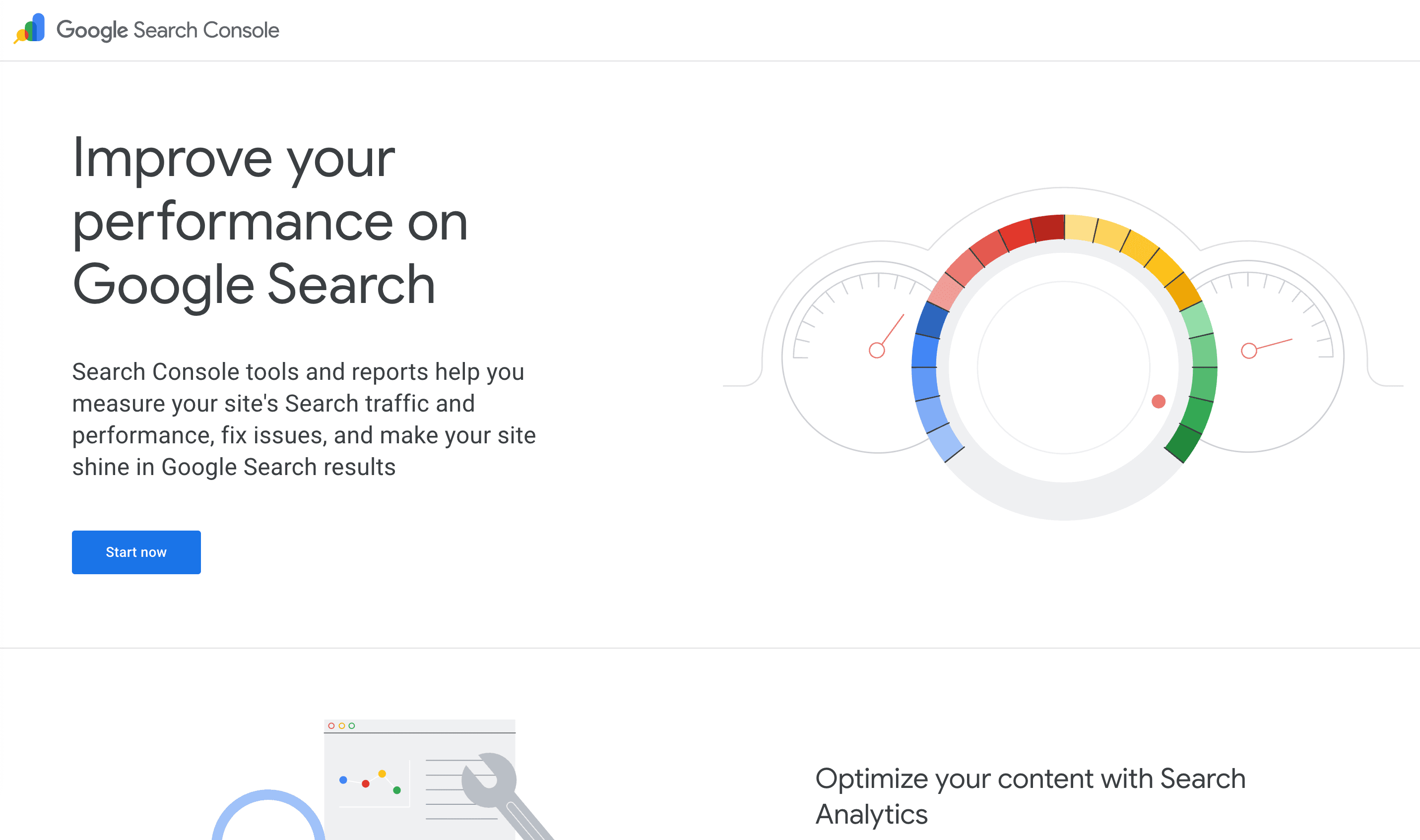 Trang chủ Google Search Console — công cụ miễn phí từ Google để theo dõi hiệu suất và lập chỉ mục website